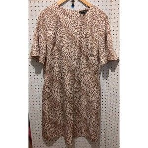 Banana Republic Leopard Cheetah Print Dress Short Flutter Sleeve Size 14